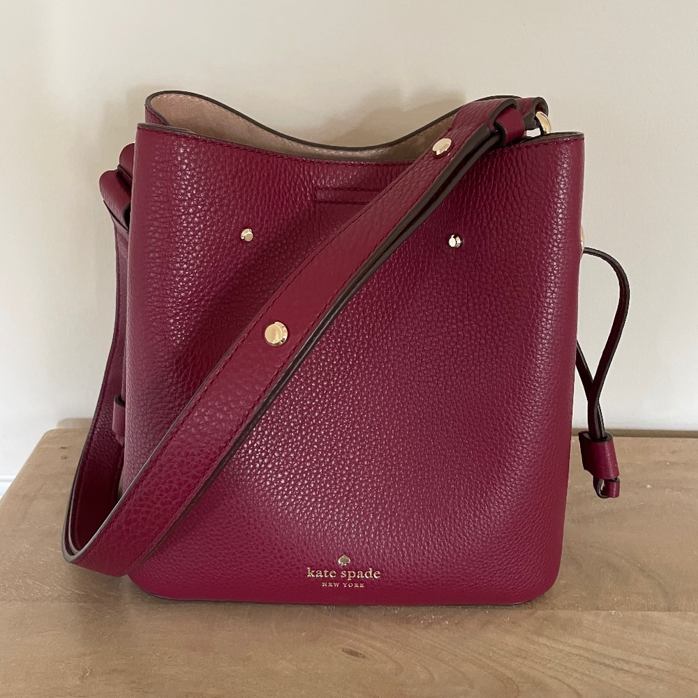 Kate Spade Pebbled Leather Bucket Bag, Blackberry
